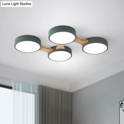 DecorBites™ DecorBites™ Minimal Acrylic LED Flush Mount Ceiling Light with Wood Arm