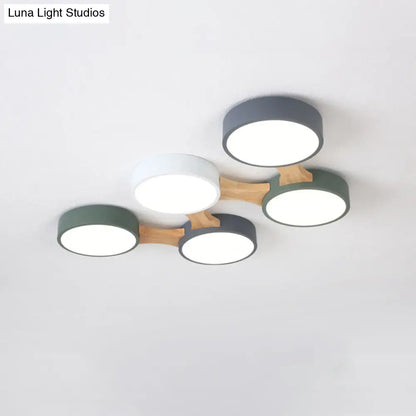 DecorBites™ DecorBites™ Minimal Acrylic LED Flush Mount Ceiling Light with Wood Arm