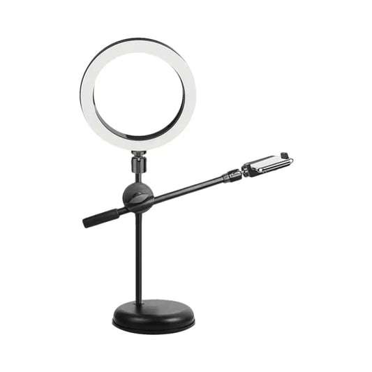 DecorBites™ DecorBites™ Minimal Black Metallic Ring Mirror Light with Phone Holder & USB Fill Lighting