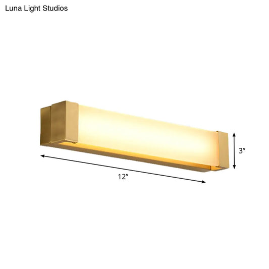 DecorBites™ DecorBites™ Minimal Brass Vanity Light Fixture with LED Washbasin Sconce, Rectangular Acrylic Shade - 12"/16.5" Wide