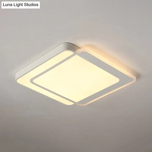 DecorBites™ DecorBites™ Minimal Flush-Mount LED Ceiling Light - Square/Rectangular Acrylic White Fixture, Warm/White/3 Color Light