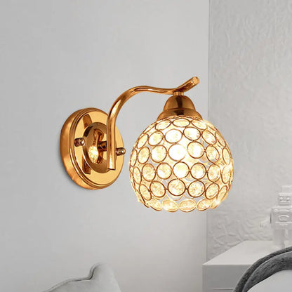 DecorBites™ DecorBites™ Minimal Gold Finish Wall Lamp with Crystal-Encrusted Shade - Perfect Living Room Wall Lighting