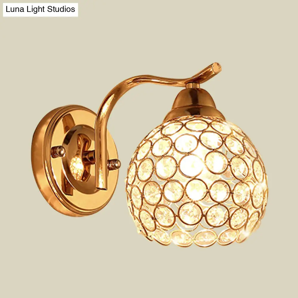 DecorBites™ DecorBites™ Minimal Gold Finish Wall Lamp with Crystal-Encrusted Shade - Perfect Living Room Wall Lighting