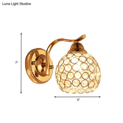 DecorBites™ DecorBites™ Minimal Gold Finish Wall Lamp with Crystal-Encrusted Shade - Perfect Living Room Wall Lighting