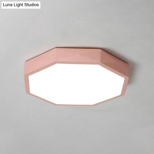 DecorBites™ DecorBites™ Minimal LED Octagon Flush Mount Lighting Fixture in Pink/Yellow/Blue - Warm/White Light, 16.5"/20.5