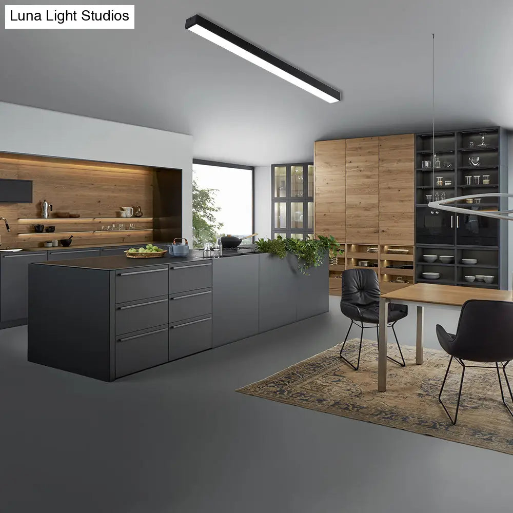 DecorBites™ DecorBites™ Minimal Metal LED Flush Mount Lamp - Black/Silver Linear Flush Light Fixture | 23.5"/35.5"/47" Wide | Ideal for Office Use