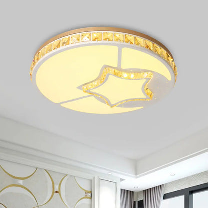 DecorBites™ DecorBites™ Minimal Moon Crystal LED Ceiling Light with White Leaf/Heart/Star Pattern