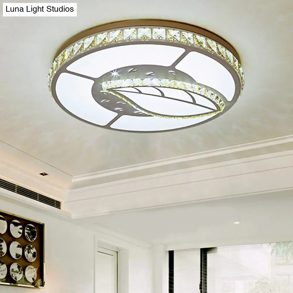 DecorBites™ DecorBites™ Minimal Moon Crystal LED Ceiling Light with White Leaf/Heart/Star Pattern