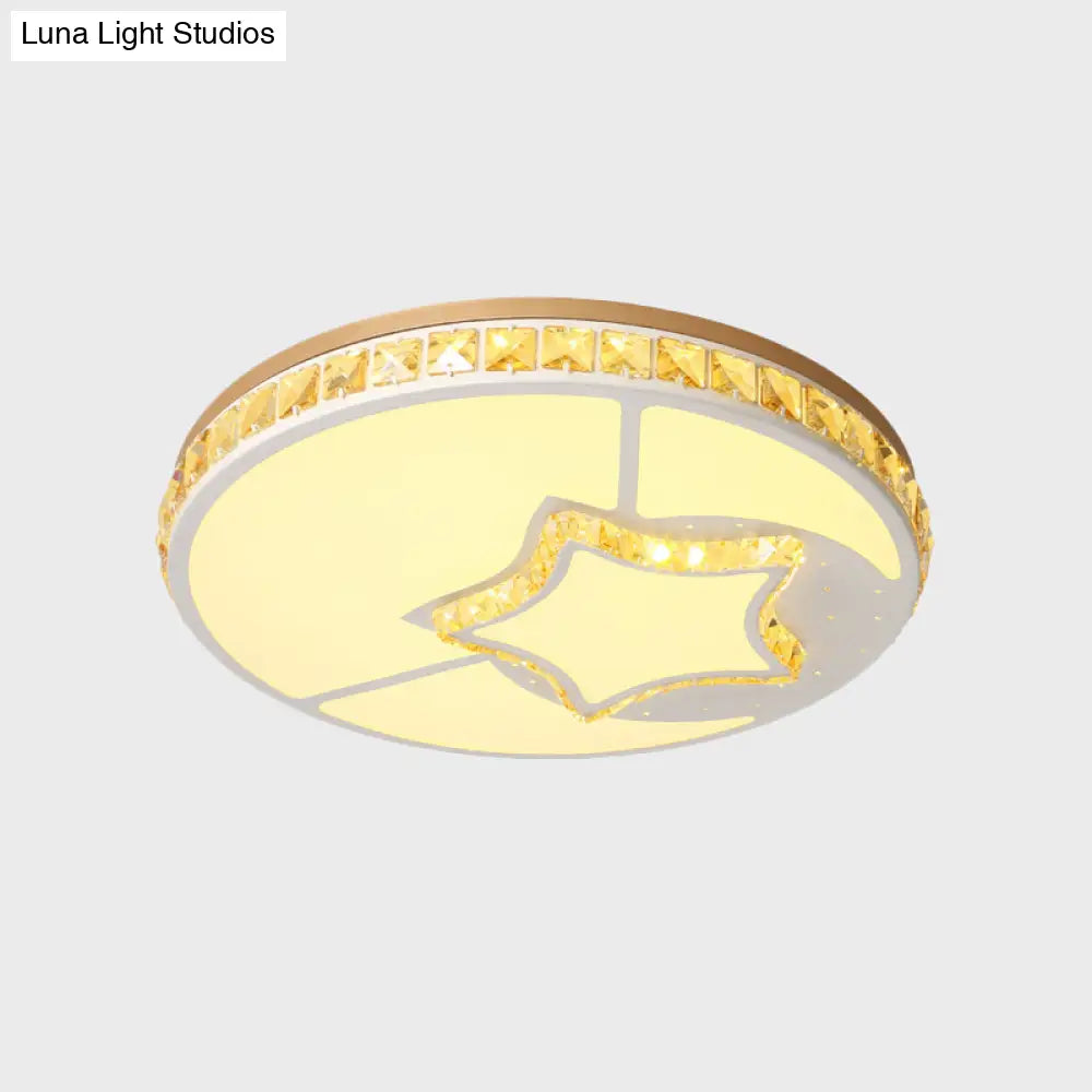 DecorBites™ DecorBites™ Minimal Moon Crystal LED Ceiling Light with White Leaf/Heart/Star Pattern