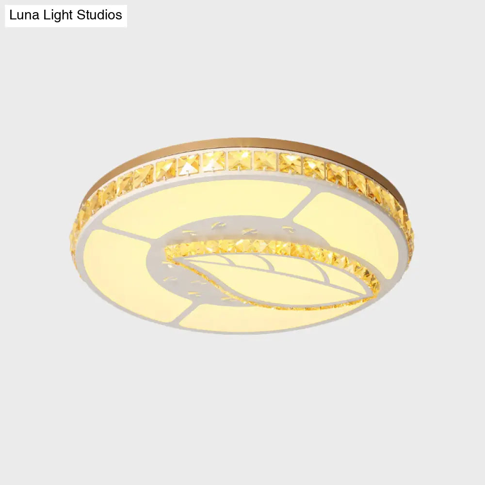 DecorBites™ DecorBites™ Minimal Moon Crystal LED Ceiling Light with White Leaf/Heart/Star Pattern
