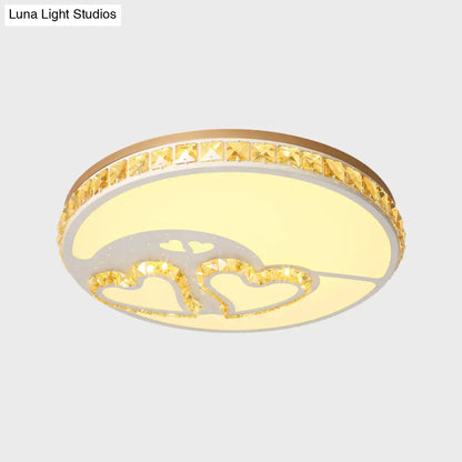 DecorBites™ DecorBites™ Minimal Moon Crystal LED Ceiling Light with White Leaf/Heart/Star Pattern