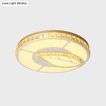 DecorBites™ DecorBites™ Minimal Moon Crystal LED Ceiling Light with White Leaf/Heart/Star Pattern