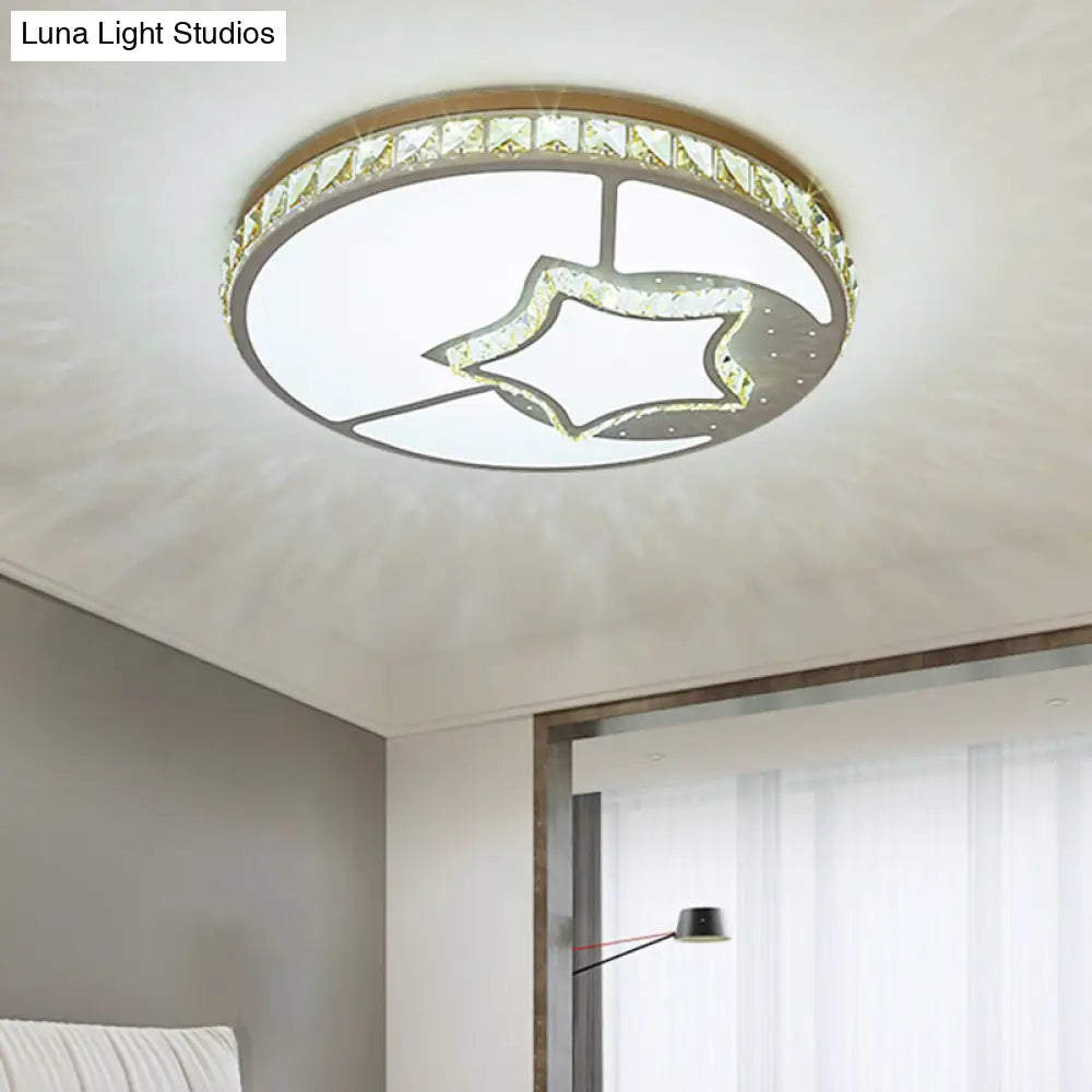 DecorBites™ DecorBites™ Minimal Moon Crystal LED Ceiling Light with White Leaf/Heart/Star Pattern