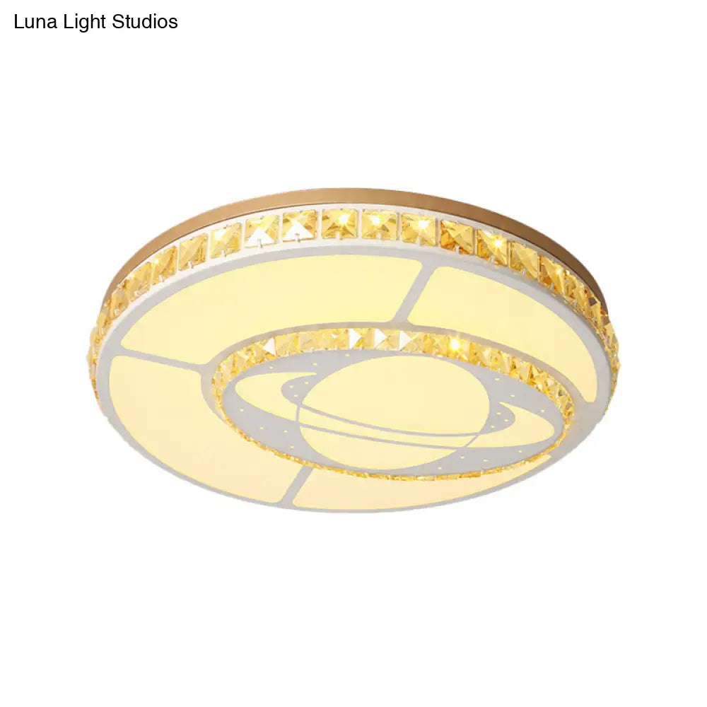 DecorBites™ DecorBites™ Minimal Moon Crystal LED Ceiling Light with White Leaf/Heart/Star Pattern