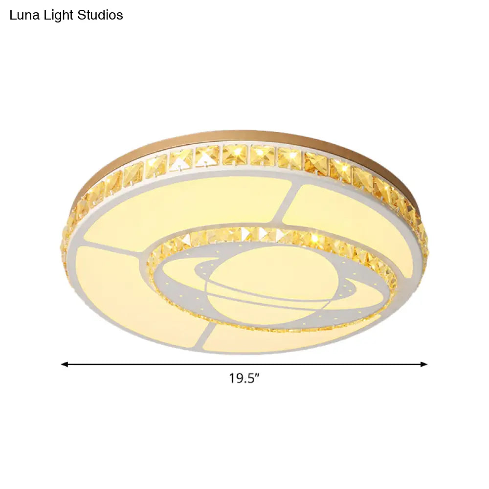 DecorBites™ DecorBites™ Minimal Moon Crystal LED Ceiling Light with White Leaf/Heart/Star Pattern