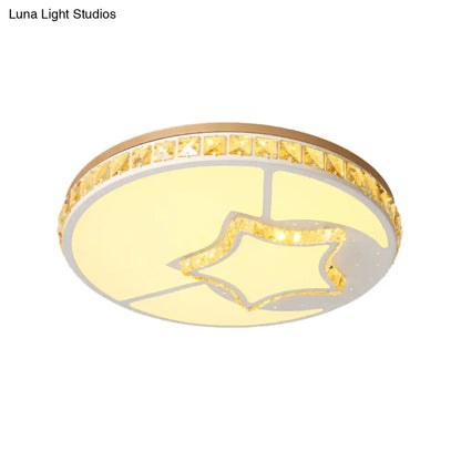 DecorBites™ DecorBites™ Minimal Moon Crystal LED Ceiling Light with White Leaf/Heart/Star Pattern