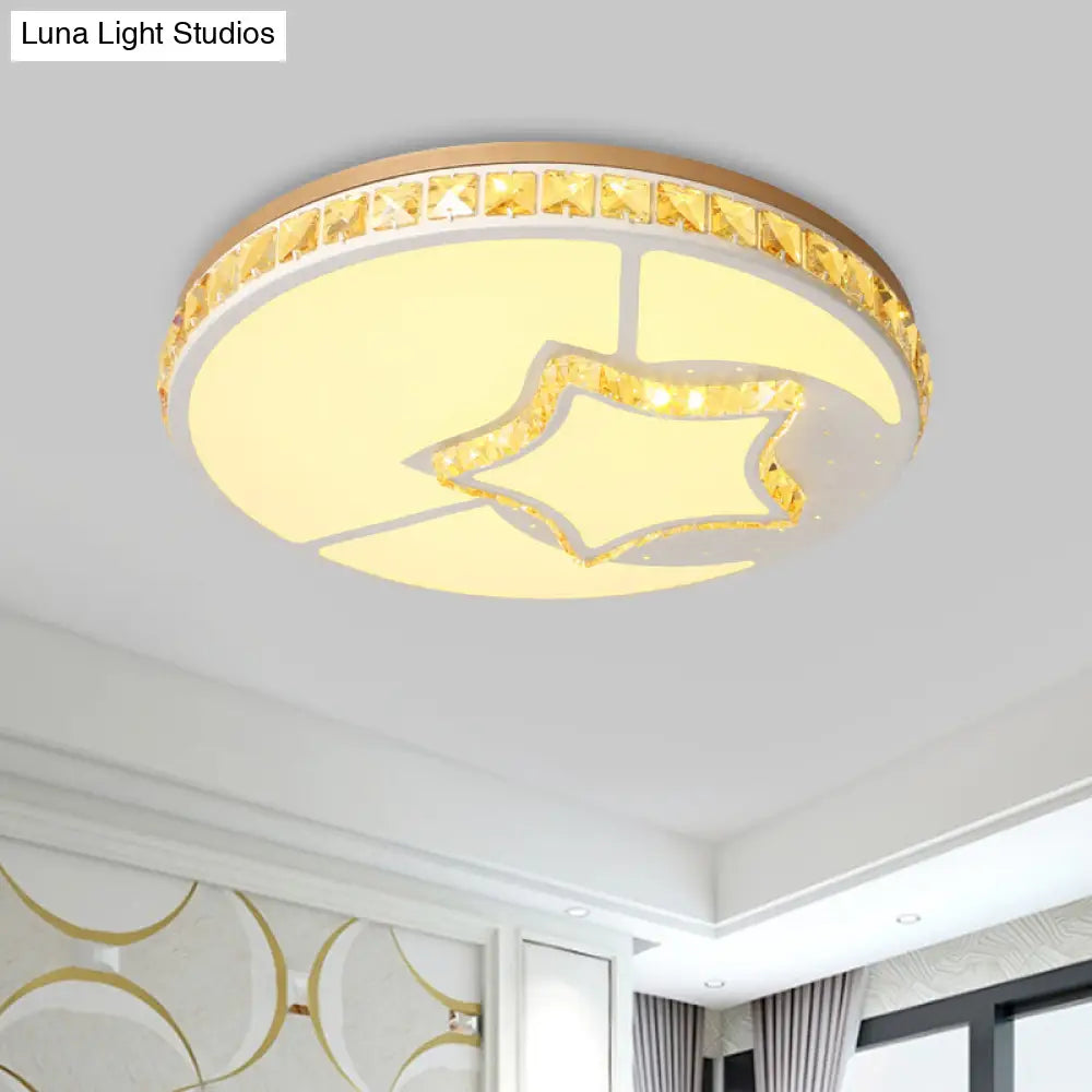 DecorBites™ DecorBites™ Minimal Moon Crystal LED Ceiling Light with White Leaf/Heart/Star Pattern