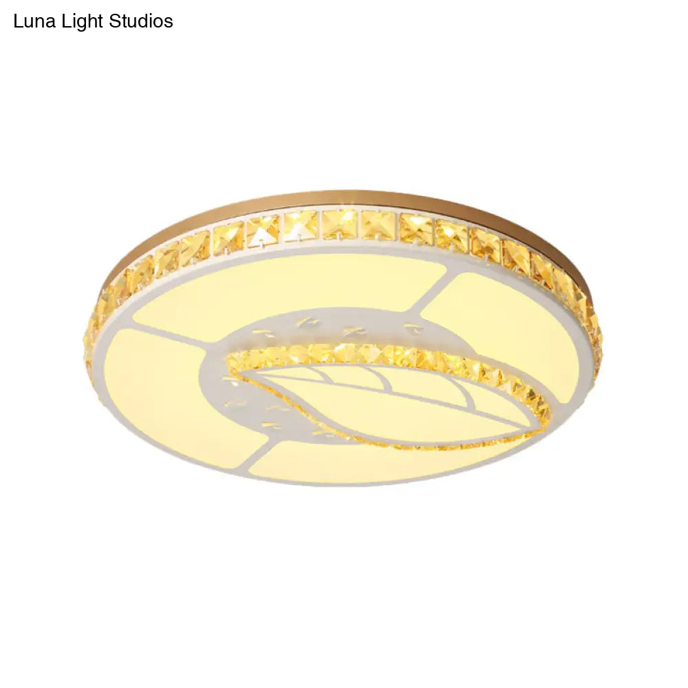 DecorBites™ DecorBites™ Minimal Moon Crystal LED Ceiling Light with White Leaf/Heart/Star Pattern