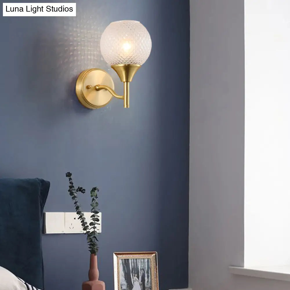 DecorBites™ DecorBites™ Minimal Single Light Brass Wall Sconce with Spherical Prismatic Glass