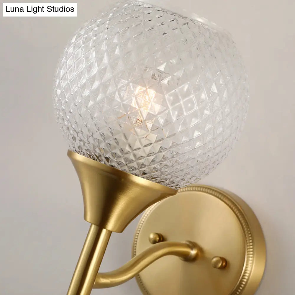 DecorBites™ DecorBites™ Minimal Single Light Brass Wall Sconce with Spherical Prismatic Glass
