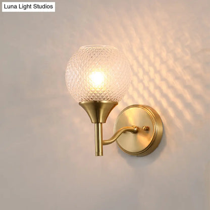 DecorBites™ DecorBites™ Minimal Single Light Brass Wall Sconce with Spherical Prismatic Glass