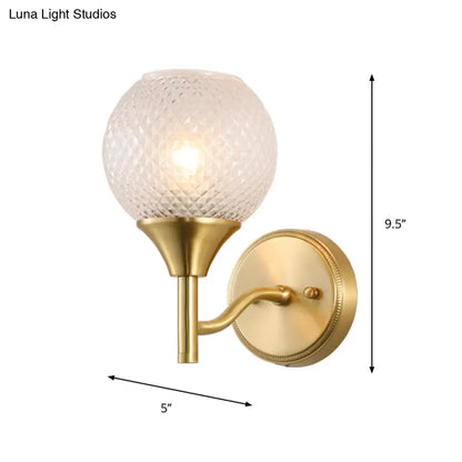 DecorBites™ DecorBites™ Minimal Single Light Brass Wall Sconce with Spherical Prismatic Glass