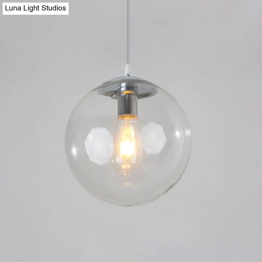 Minimalist 1-Head Glass Pendant Lamp for Restaurants with Sphere Shade