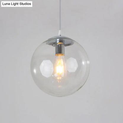 Minimalist 1-Head Glass Pendant Lamp for Restaurants with Sphere Shade