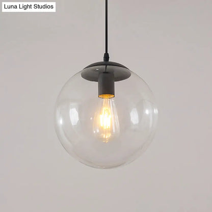 Minimalist 1-Head Glass Pendant Lamp for Restaurants with Sphere Shade