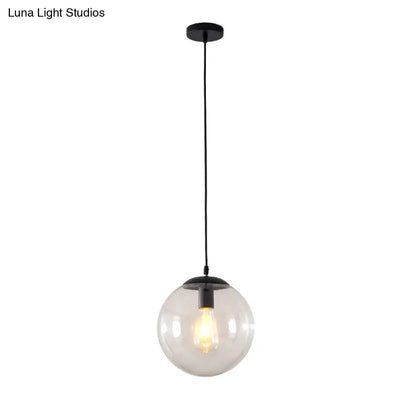 Minimalist 1-Head Glass Pendant Lamp for Restaurants with Sphere Shade