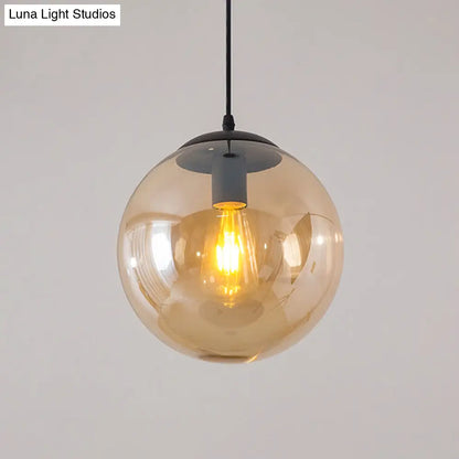 Minimalist 1-Head Glass Pendant Lamp for Restaurants with Sphere Shade