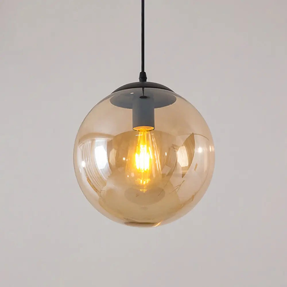 Minimalist 1-Head Glass Pendant Lamp for Restaurants with Sphere Shade