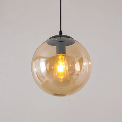 Minimalist 1-Head Glass Pendant Lamp for Restaurants with Sphere Shade