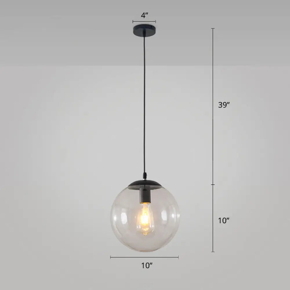 Minimalist 1-Head Glass Pendant Lamp for Restaurants with Sphere Shade