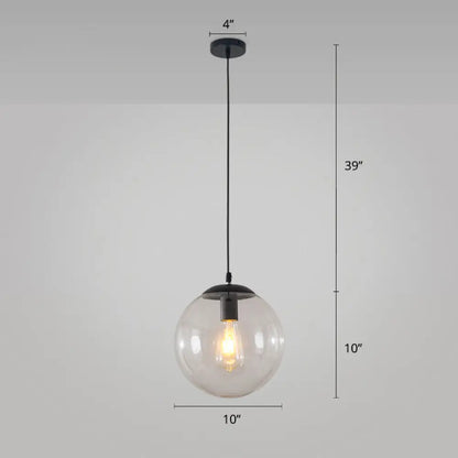 Minimalist 1-Head Glass Pendant Lamp for Restaurants with Sphere Shade