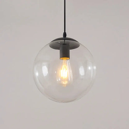 Minimalist 1-Head Glass Pendant Lamp for Restaurants with Sphere Shade