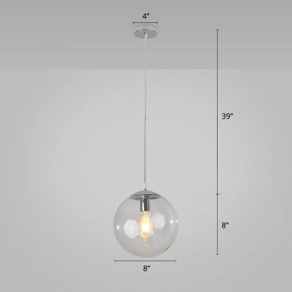 Minimalist 1-Head Glass Pendant Lamp for Restaurants with Sphere Shade