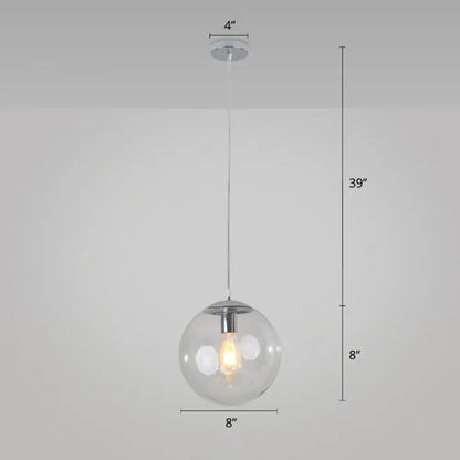 Minimalist 1-Head Glass Pendant Lamp for Restaurants with Sphere Shade