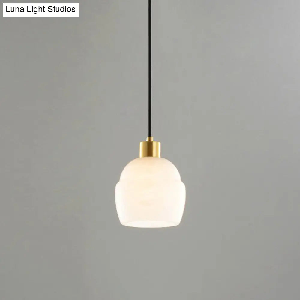 Minimalist 1-Light White Pendant Lighting Kit for Bedroom - Small Size