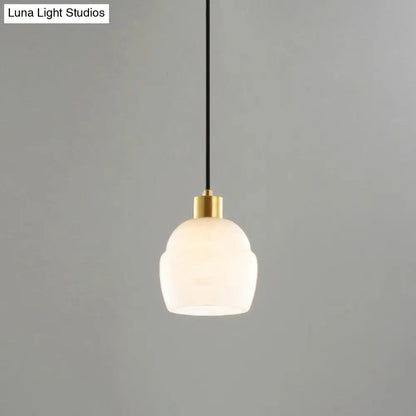 Minimalist 1-Light White Pendant Lighting Kit for Bedroom - Small Size