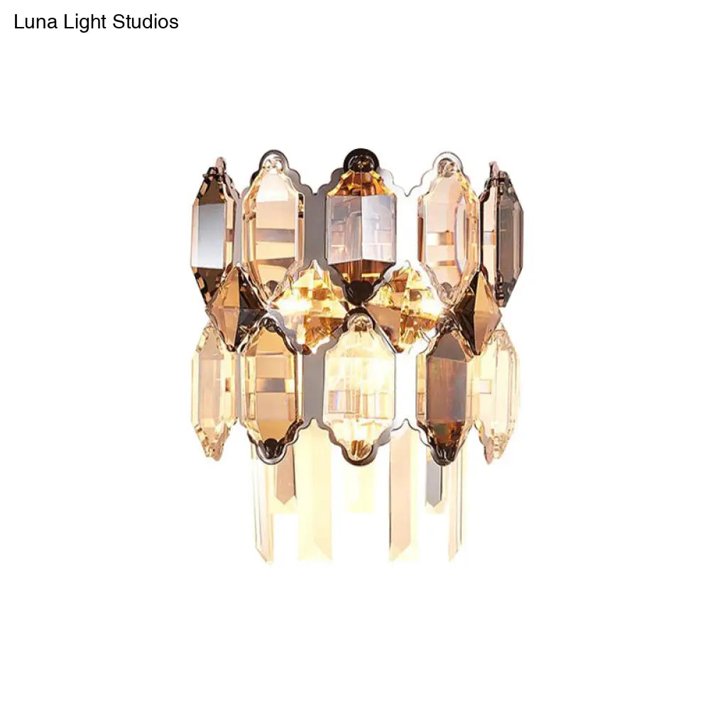 DecorBites™ DecorBites™ Minimalist 2-Tier Crystal Sconce Lamp - 2 Heads - Clear - Living Room Wall Lighting Fixture