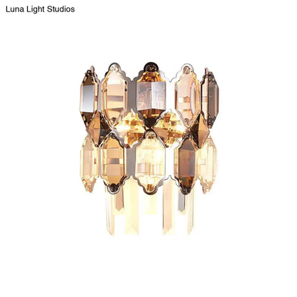 DecorBites™ DecorBites™ Minimalist 2-Tier Crystal Sconce Lamp - 2 Heads - Clear - Living Room Wall Lighting Fixture