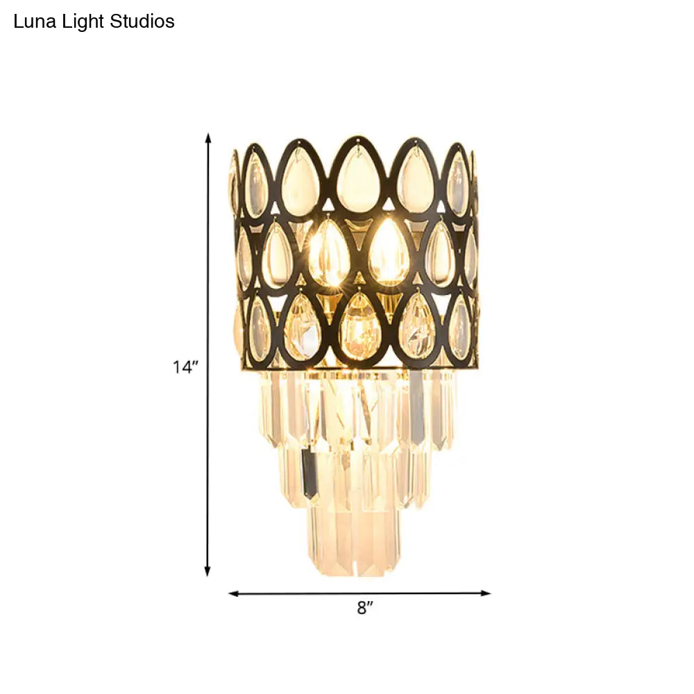 DecorBites™ DecorBites™ Minimalist 3-Bulb Crystal Wall Sconce in Black for Living Room