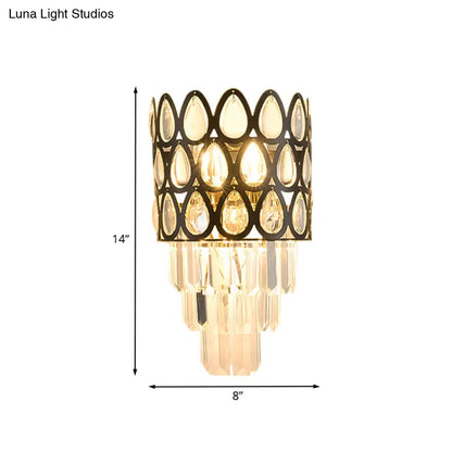 DecorBites™ DecorBites™ Minimalist 3-Bulb Crystal Wall Sconce in Black for Living Room