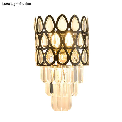 DecorBites™ DecorBites™ Minimalist 3-Bulb Crystal Wall Sconce in Black for Living Room