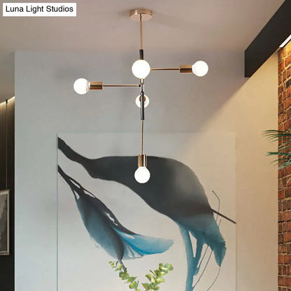 Lámpara de araña lineal minimalista de metal con 5 luces - Lámpara colgante de latón para sala de estar