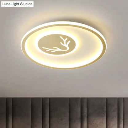 DecorBites™ DecorBites™ Minimalist Acrylic Antler Flush Light Fixture - LED Close-to-Ceiling Lamp in Gold for Bedrooms