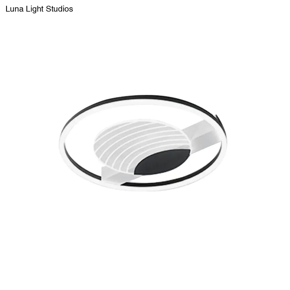 DecorBites™ DecorBites™ Minimalist Acrylic Circle Flush Mount Lamp in Black/Gold with LED, 16/19.5 Inch Wide, Wave Pattern, Warm/White Light