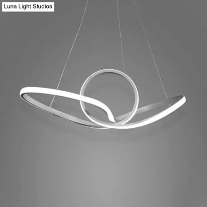 Lámpara de techo colgante LED minimalista de acrílico - Lámpara de techo curva sin juntas en blanco cálido