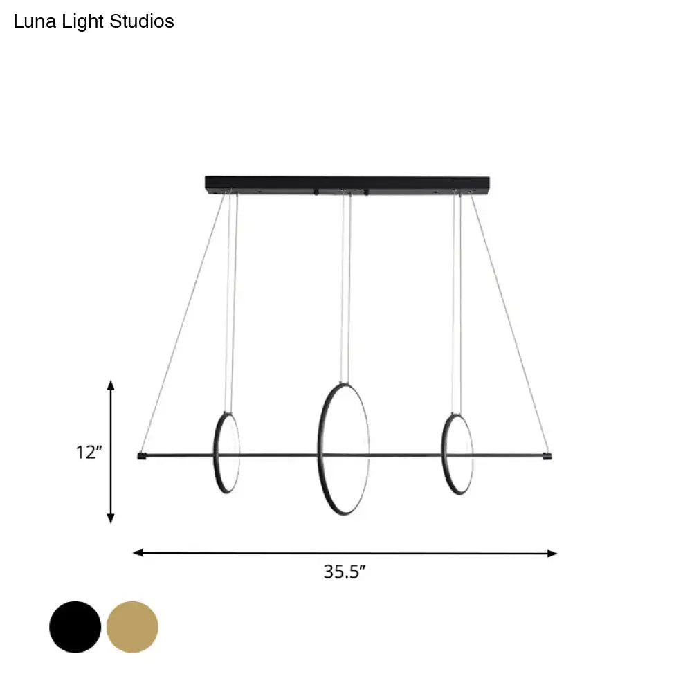 مصباح معلق LED أكريليك بسيط من DecorBites™ باللون الأسود/الذهبي، إضاءة دافئة/بيضاء - عرض 35.5 بوصة/43 بوصة